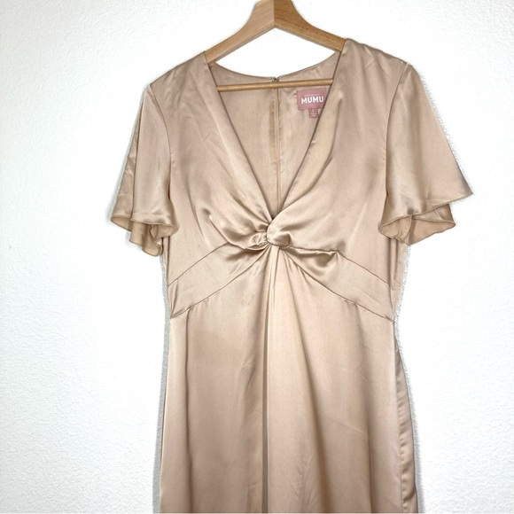 Show Me Your Mumu Rome Twist Gown Large Champagne Luxe Satin Maxi Dress - Picture 6 of 16